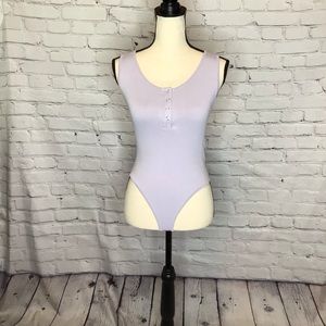 Mauve & Mallow Lavender Seamless Racerback High Cut Bodysuit OS NWOT